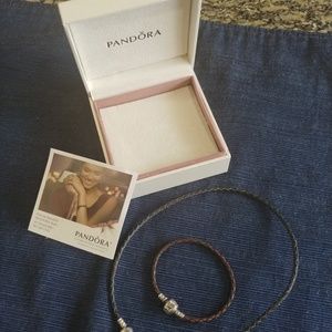 Pandora leather necklace and bracelet